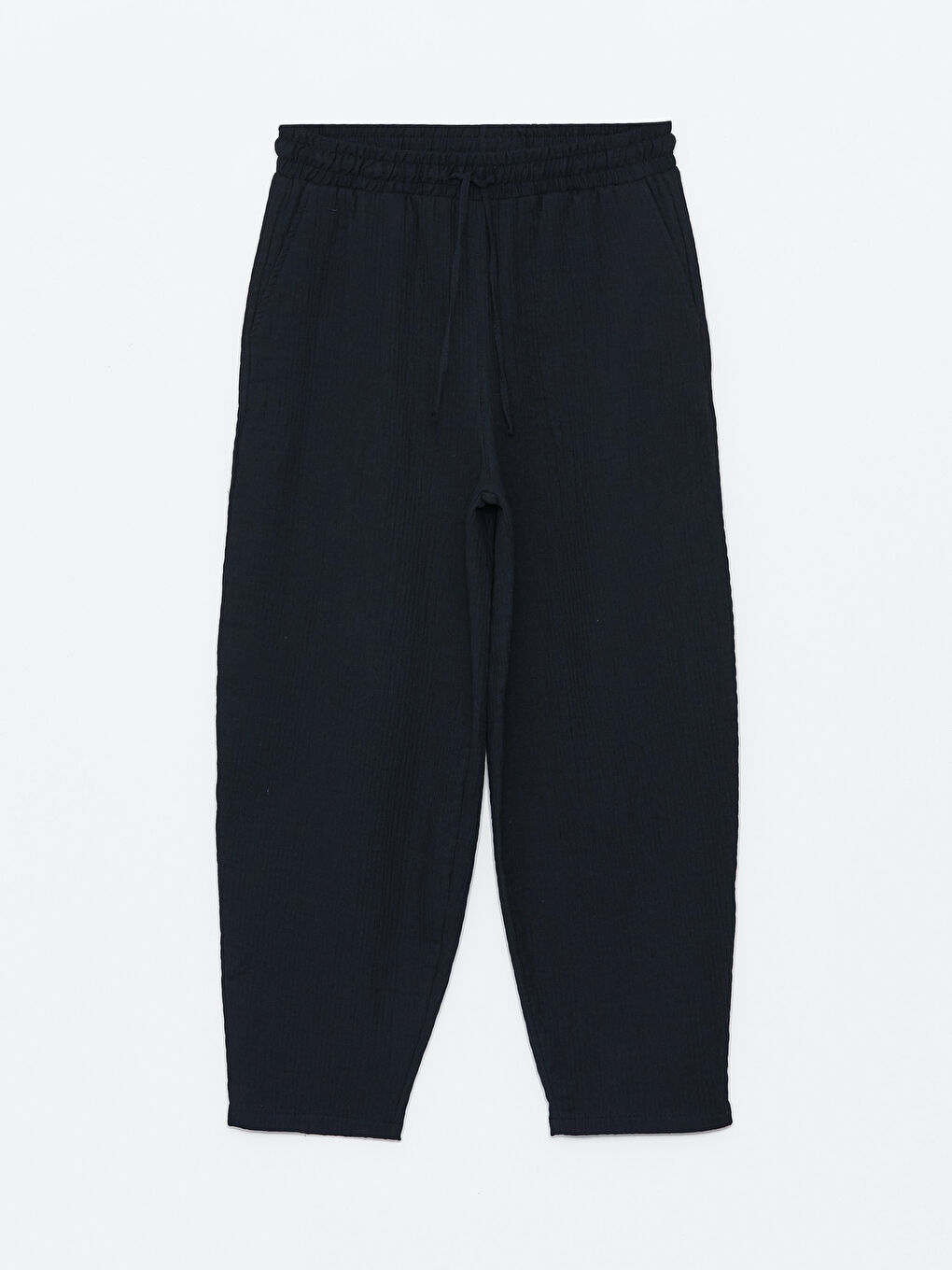 Siyah Beli Lastikli Rahat Kalıp Müslin Kadın Pantolon-5