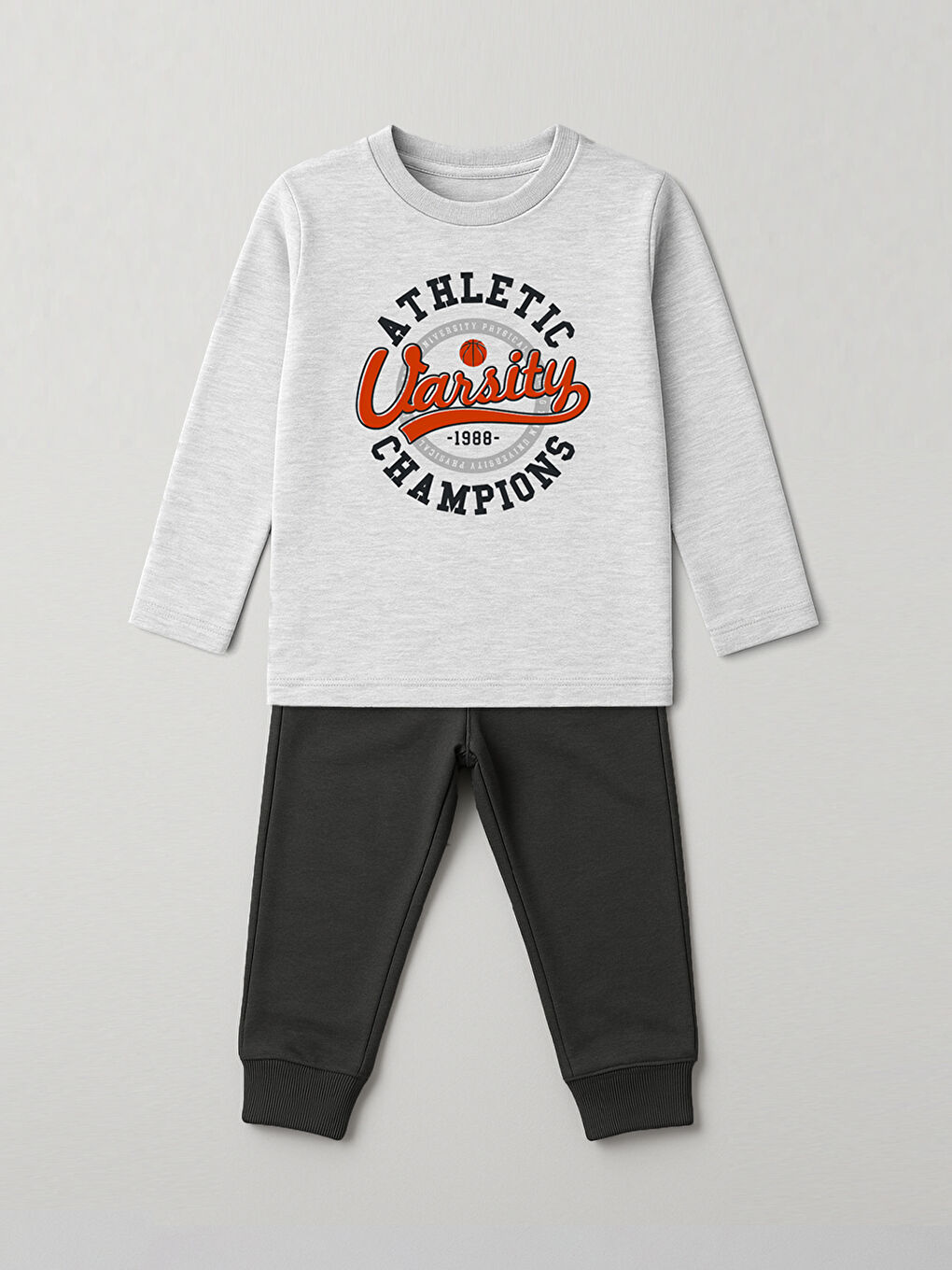 LCW baby Crew Neck Printed Long Sleeve Boys' T-Shirt & Sweatpants -S4CL63Z1-CX8