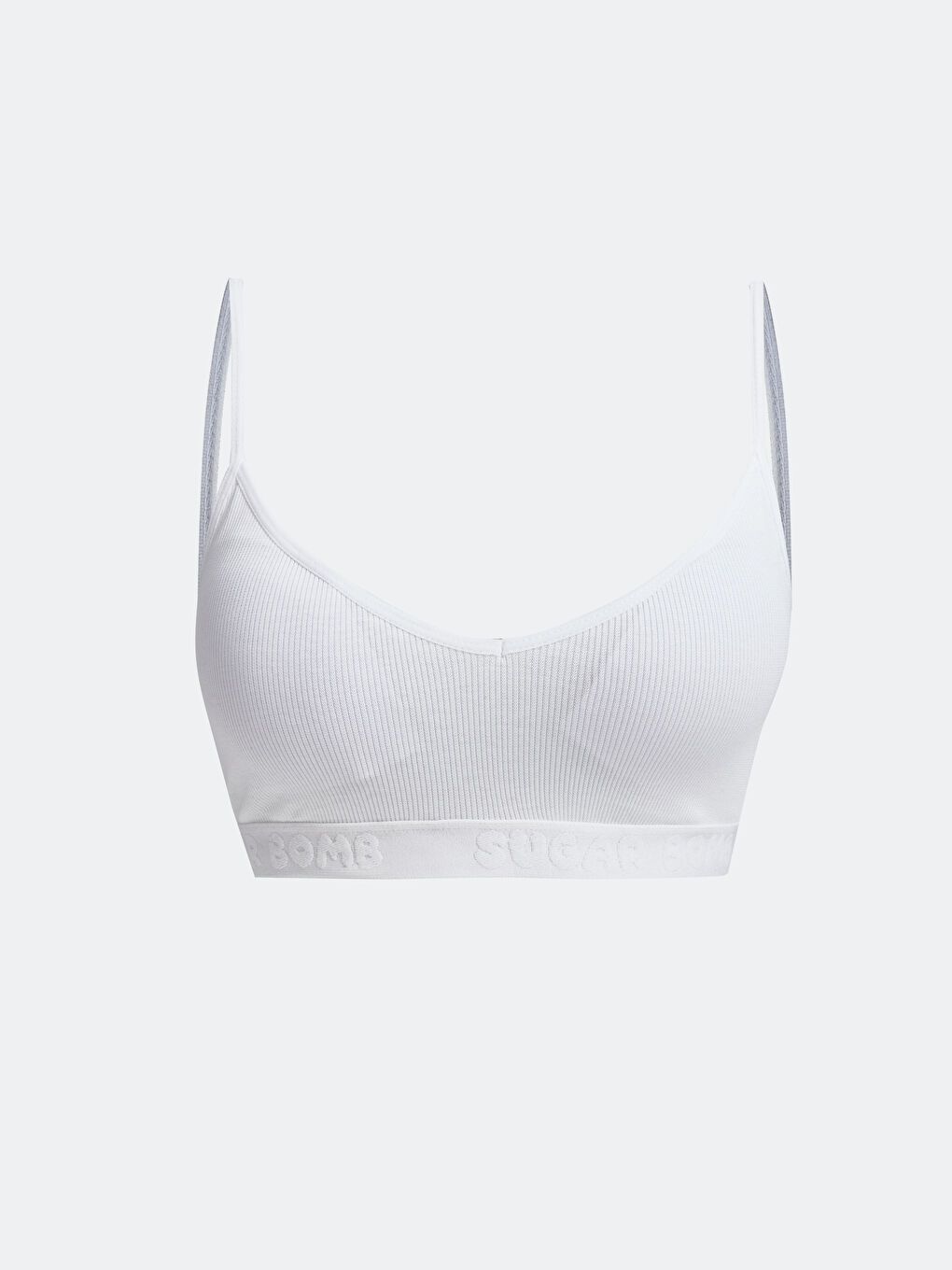 Beyaz Balensiz Baskılı Pedli Büstiyer