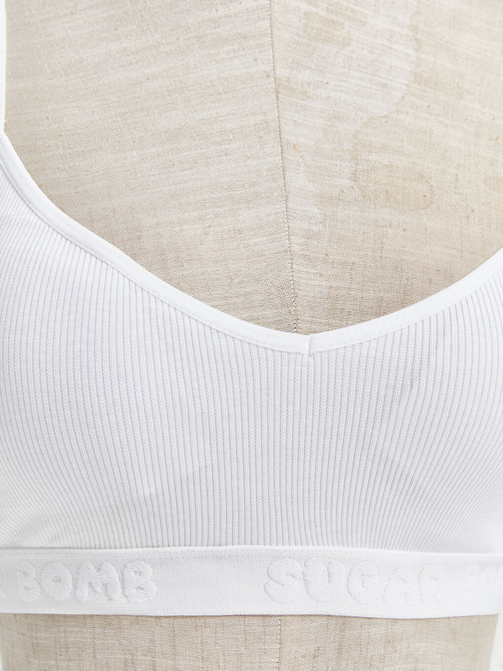 Beyaz Balensiz Baskılı Pedli Büstiyer-2