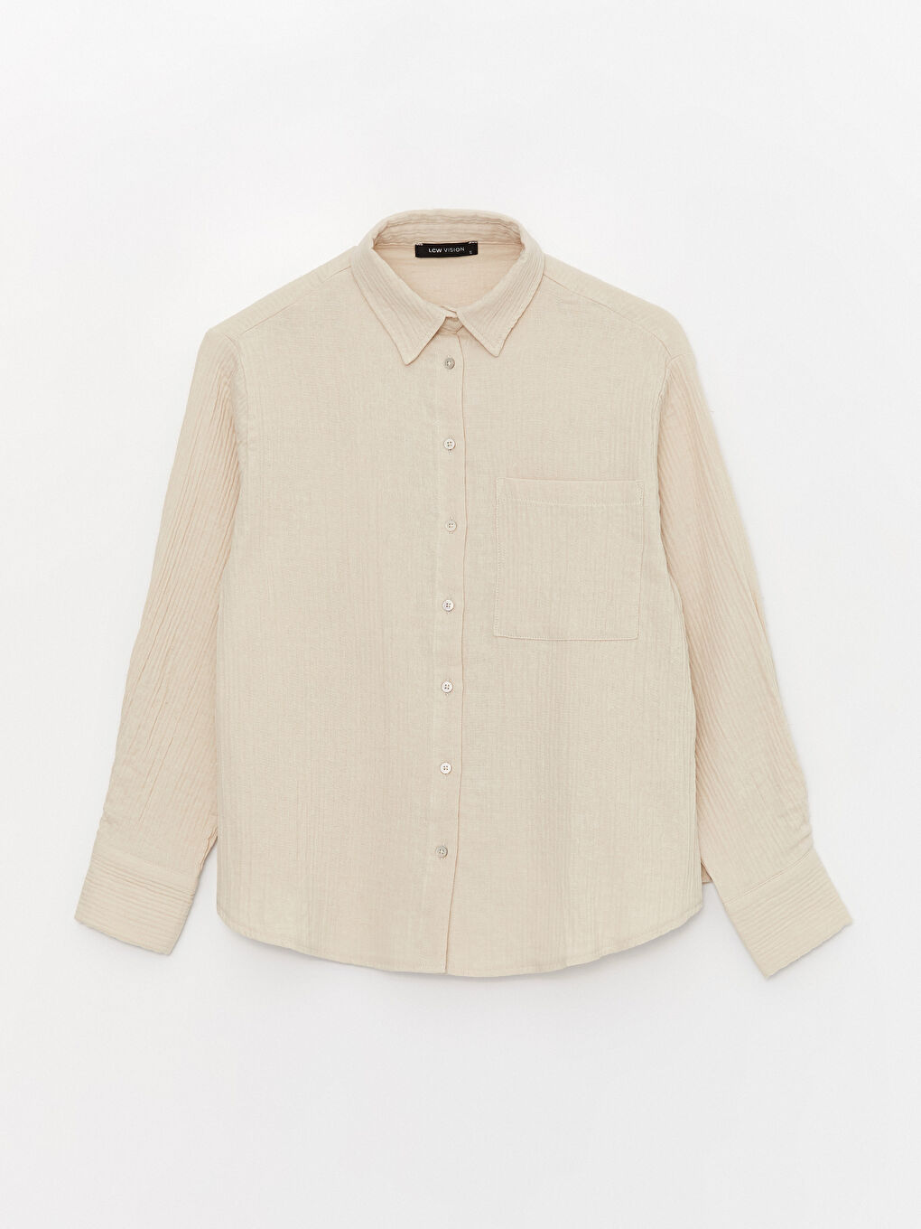 Plain Long Sleeve Muslin Women's Shirt -S4CM22Z8-VBR