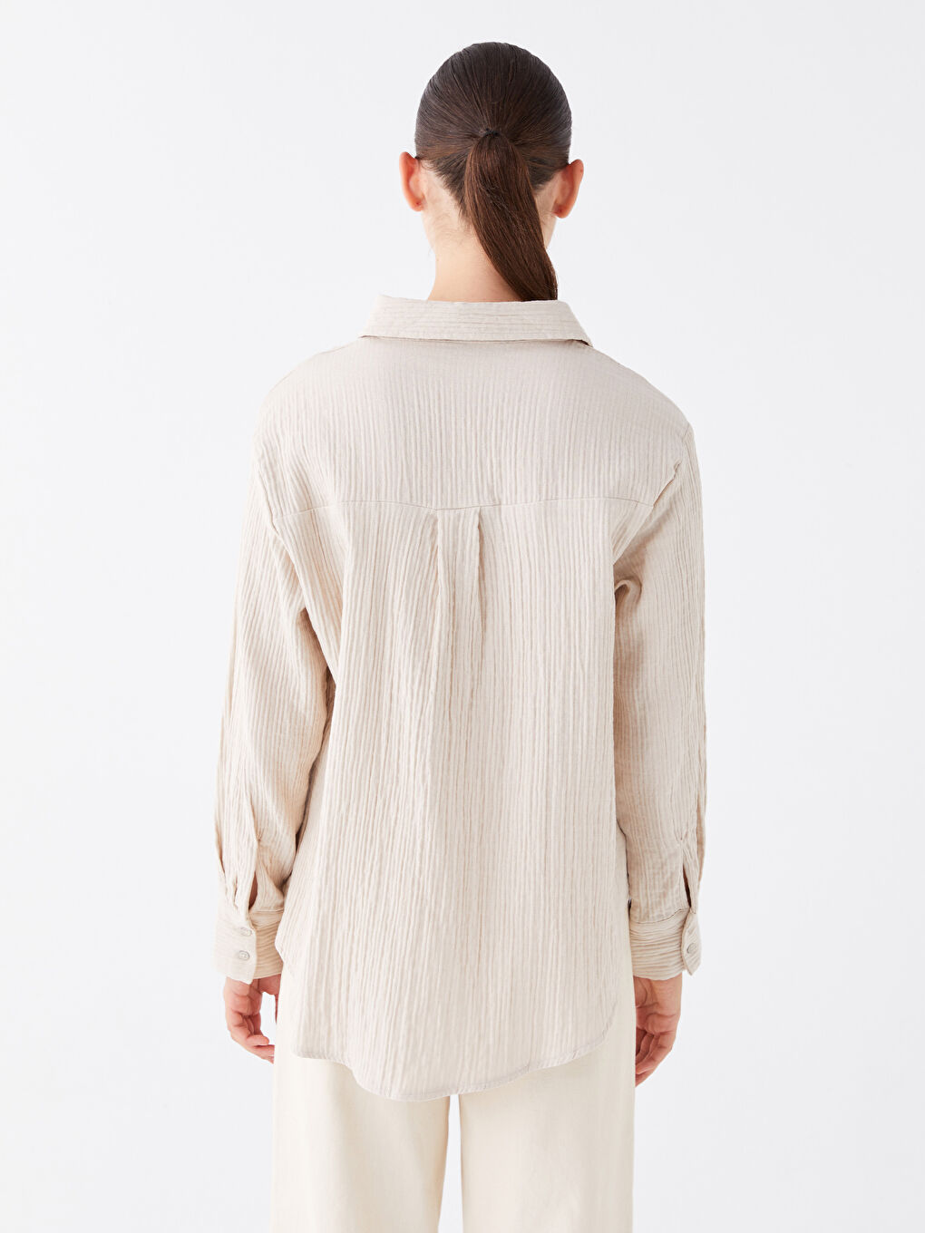 Plain Long Sleeve Muslin Women's Shirt -S4CM22Z8-VBR