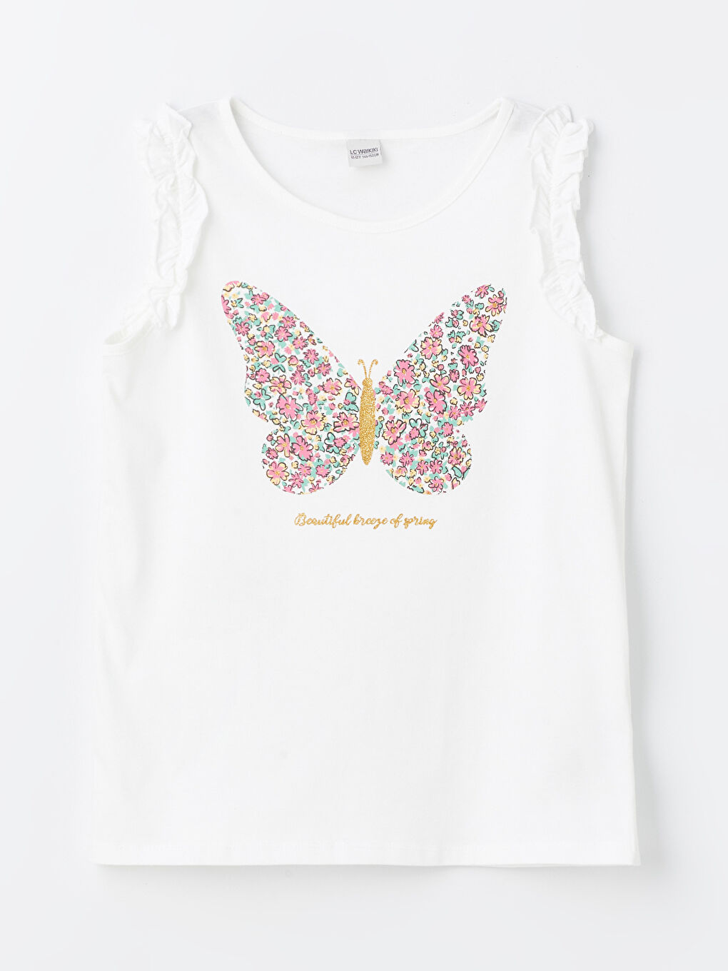 تانك توب مطبوع برقبة دائرية للبنات