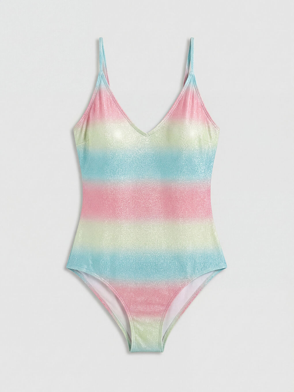 Karışık V Yaka Parlak Görünümlü Kadın Mayo