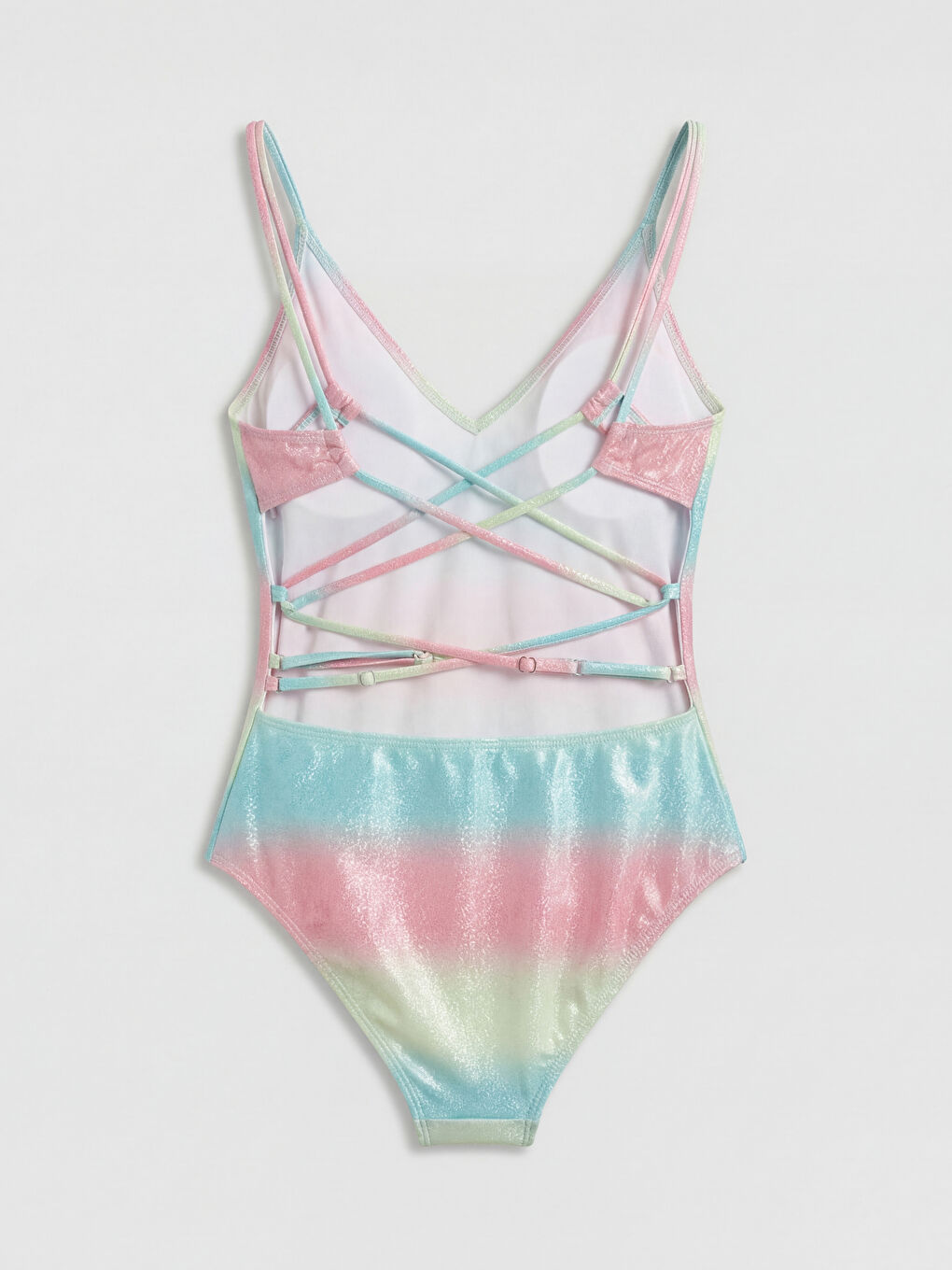 Karışık V Yaka Parlak Görünümlü Kadın Mayo-1