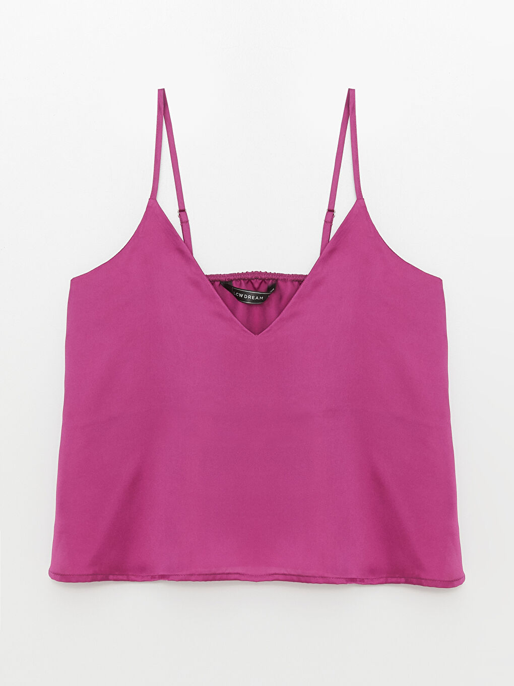 LCW DREAM Mor V Yaka Askılı Saten Kadın Pijama Üst
