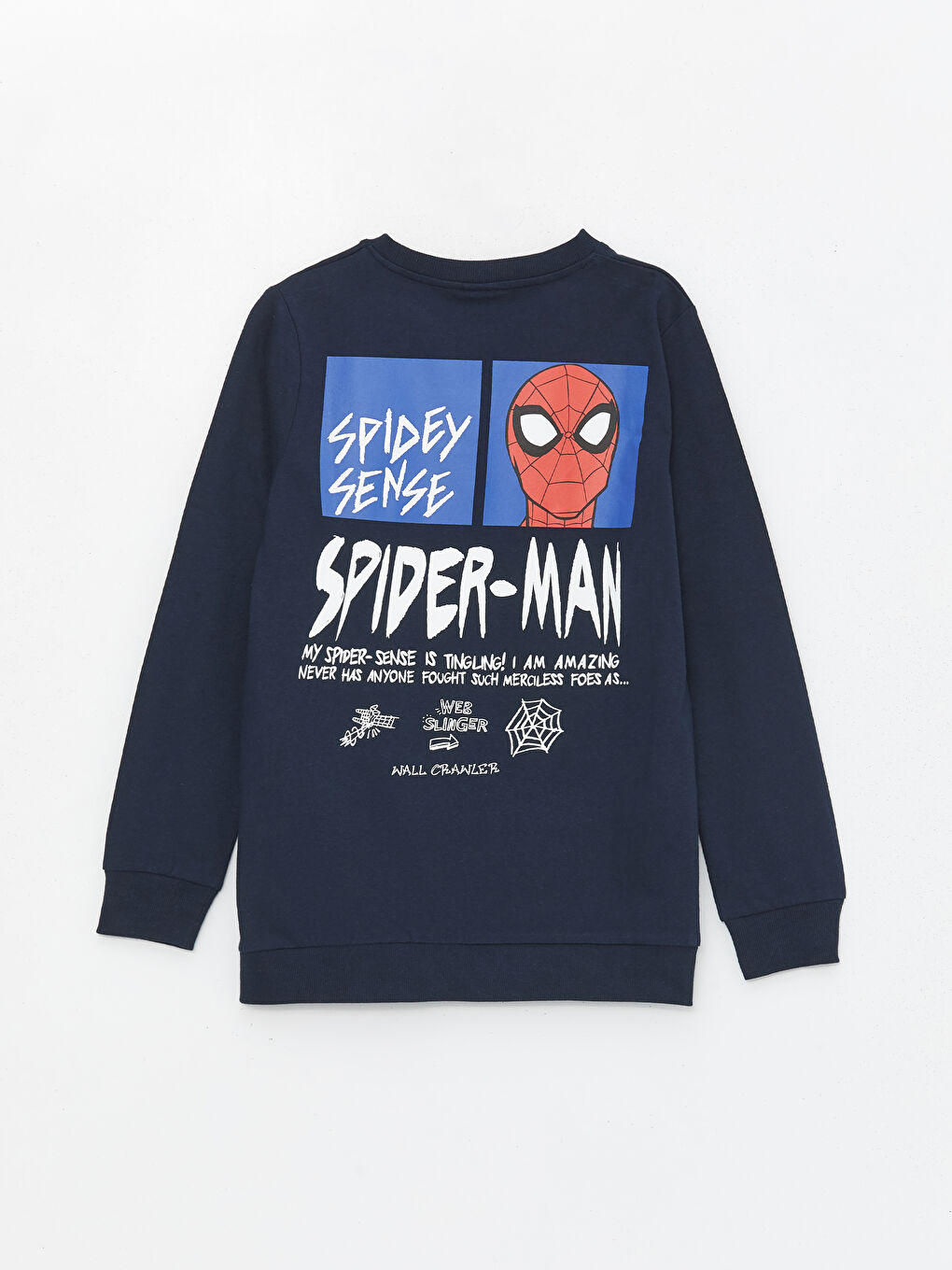 LCW Kids Yeni Lacivert Bisiklet Yaka Spiderman Baskılı Uzun Kollu Erkek Çocuk Sweatshirt - 1