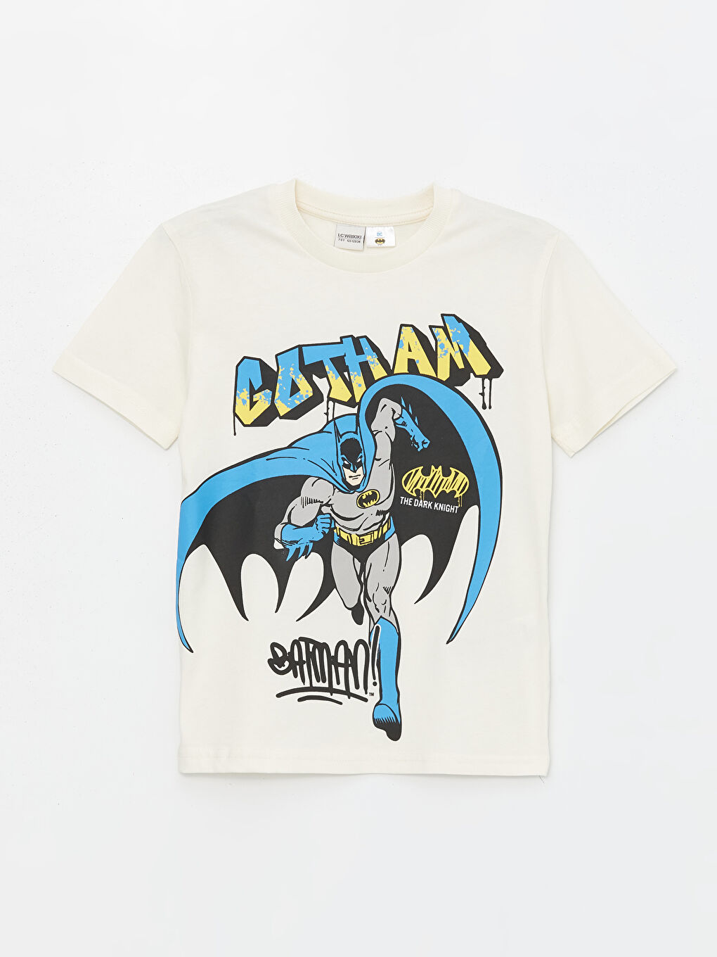 Ekru Bisiklet Yaka Batman Baskılı Kısa Kollu Erkek Çocuk Tişört ve Şort-1