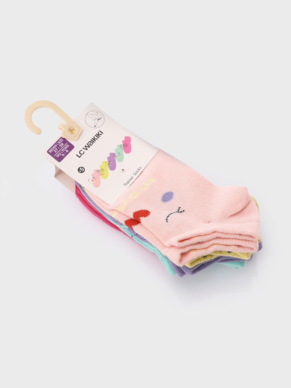 LCW Kids جوارب رياضية للبنات منقوشة - عبوة ٥ قطع -S4CO58Z4-FUG