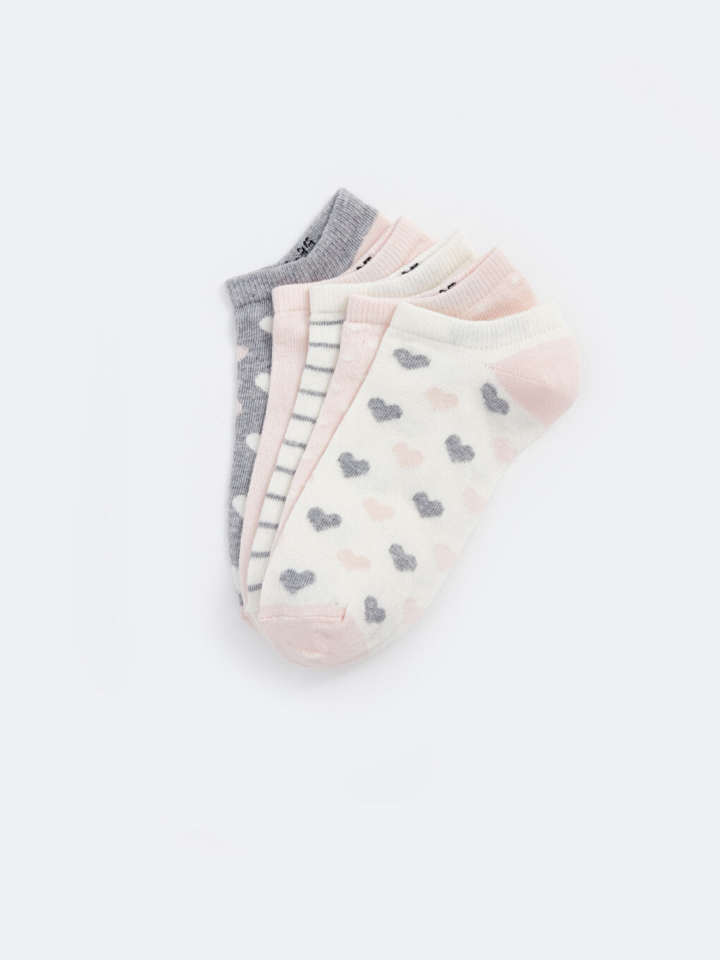 Patterned Girls' Trainer Socks 5 Pack-1