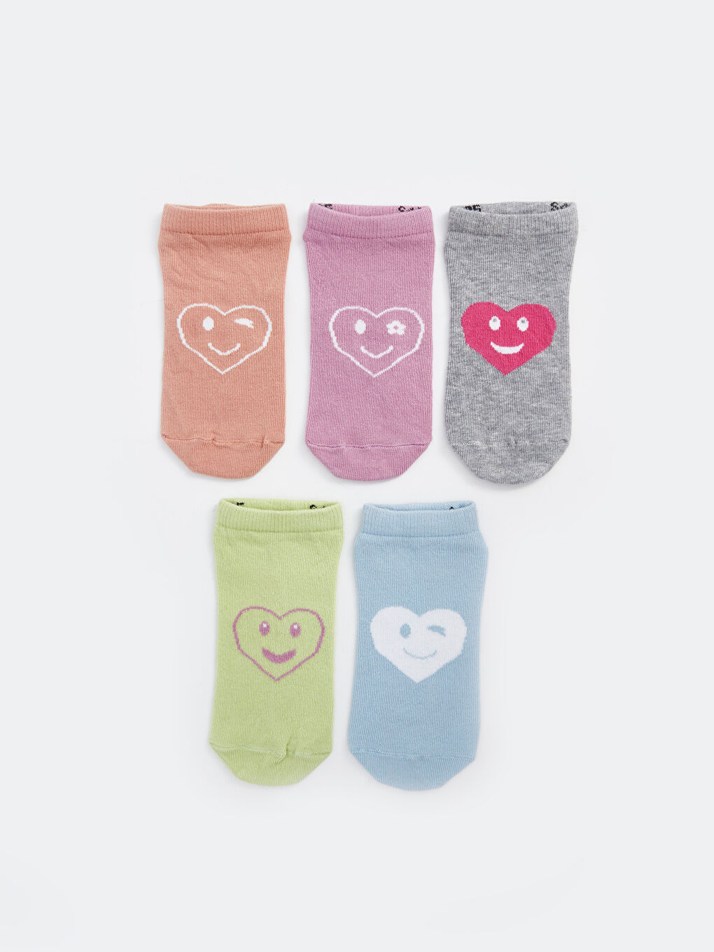 Patterned Girls' Trainer Socks 5 Pack -S4CO74Z4-G8X