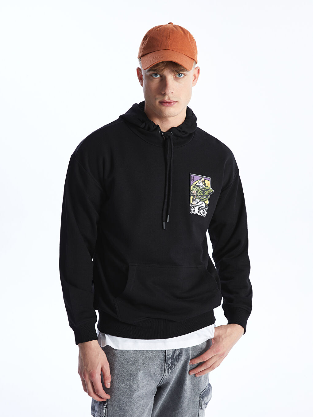 XSIDE Siyah Uzun Kollu One Piece Baskılı Erkek Hoodie - 2