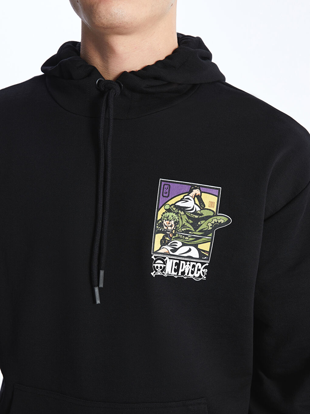 XSIDE Siyah Uzun Kollu One Piece Baskılı Erkek Hoodie - 4