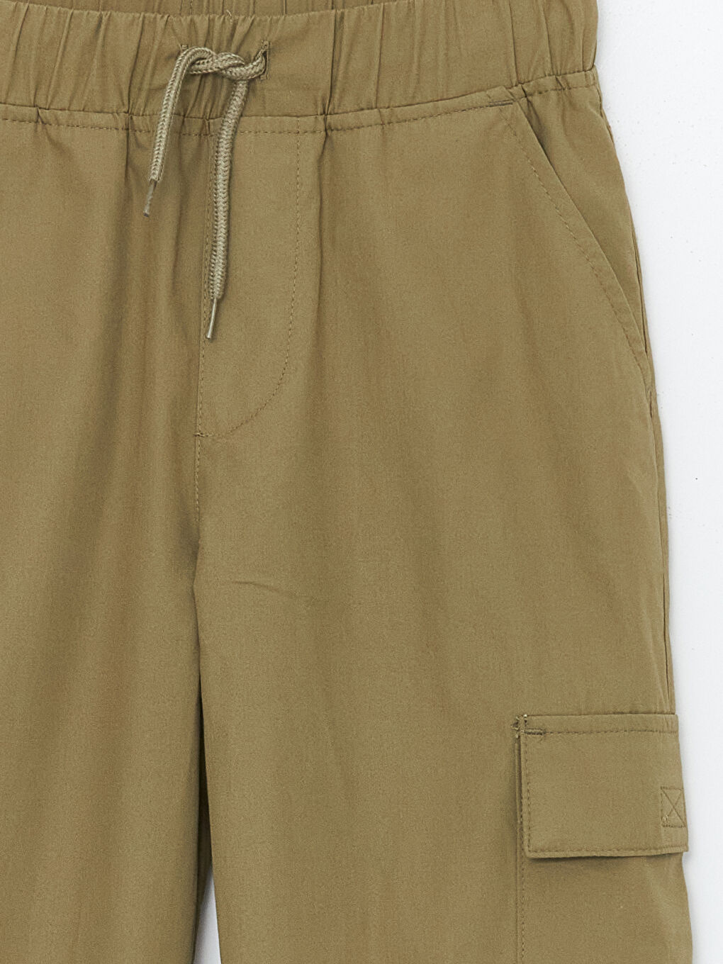 Haki Rahat Kalıp Beli Lastikli Erkek Çocuk Kargo Jogger Pantolon-2