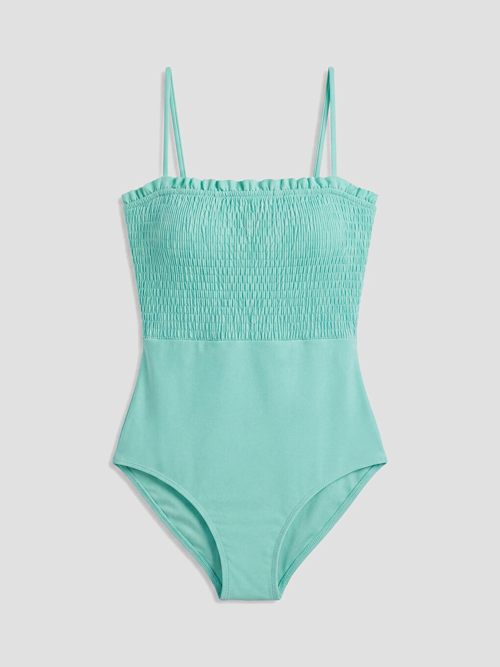 Turkuaz Kadın Kare Yaka Düz Mayo