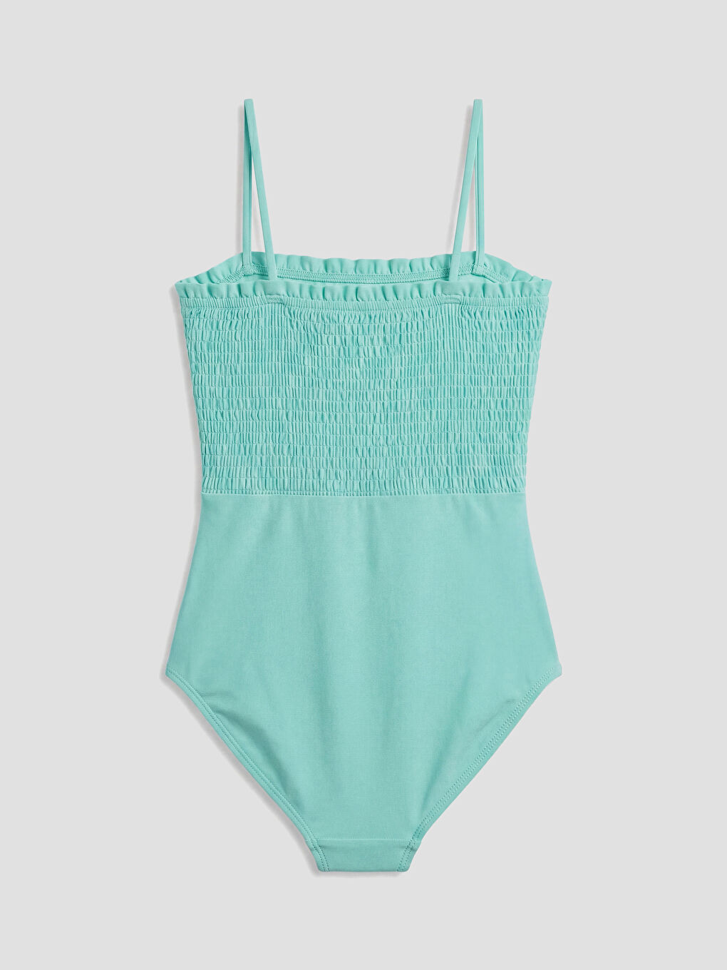 Turkuaz Kadın Kare Yaka Düz Mayo-1