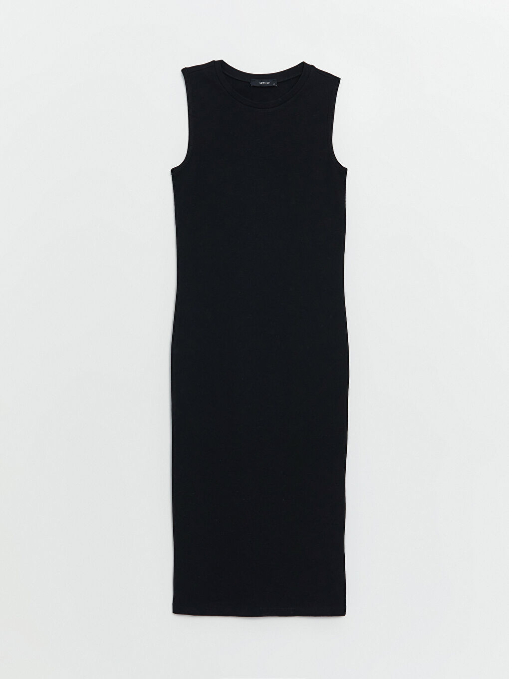 Siyah Kadın Bisiklet Yaka Düz Elbise-4