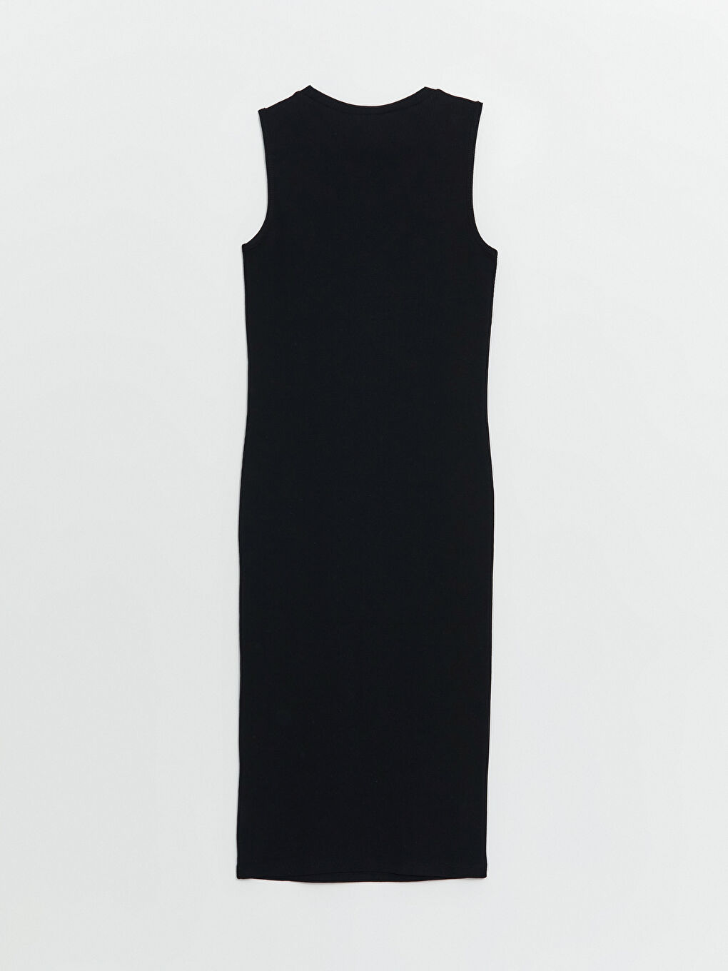 Siyah Kadın Bisiklet Yaka Düz Elbise-5