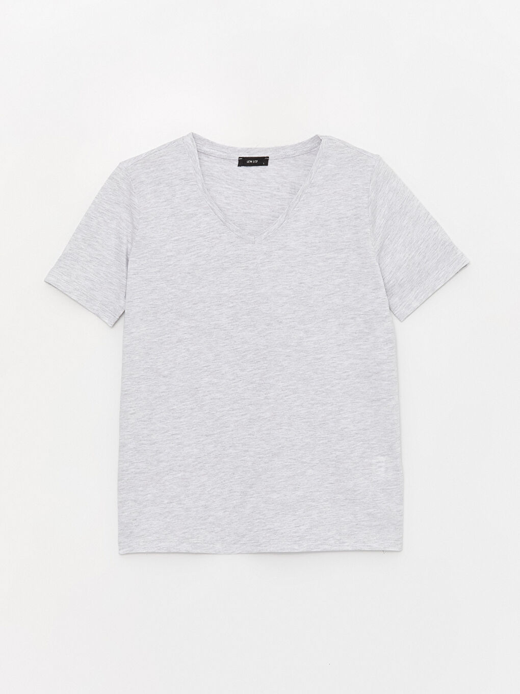 V-Neck Plain Short Sleeve Women's T-Shirt -S4CQ42Z8-DFL