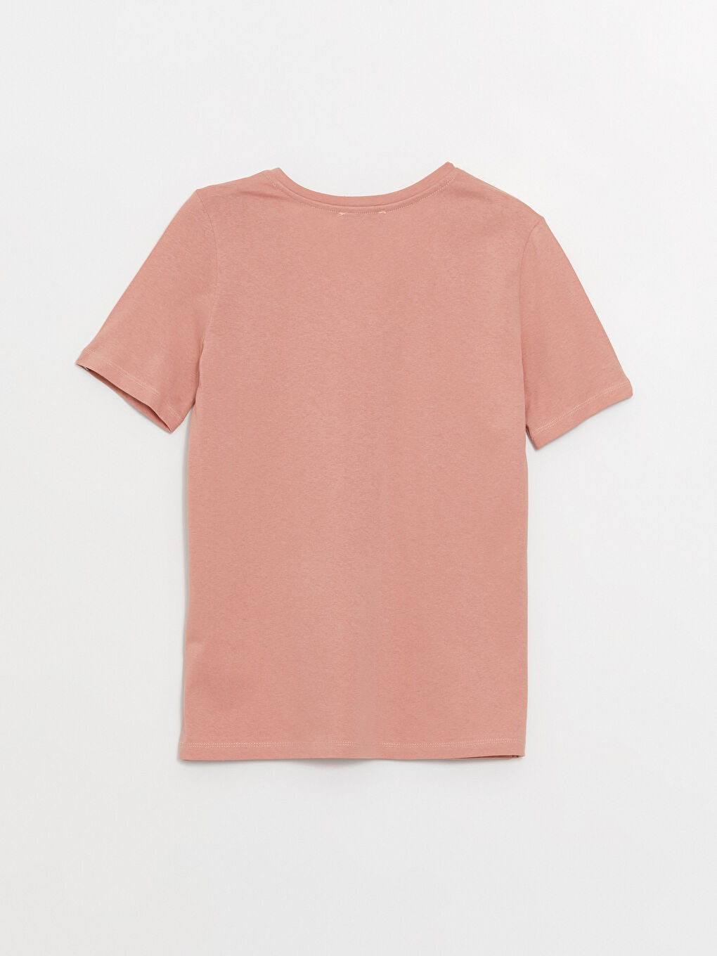 تيشيرت نسائي بياقة على شكل حرف V سادة بأكمام قصيرة-6