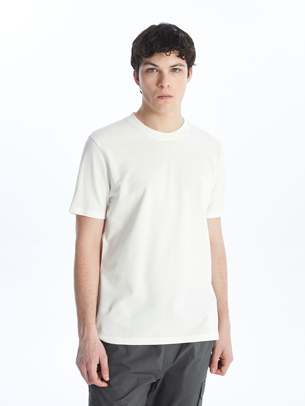 تيشيرت رجالي كم قصير بياقة دائرية مُنَظَّم-1