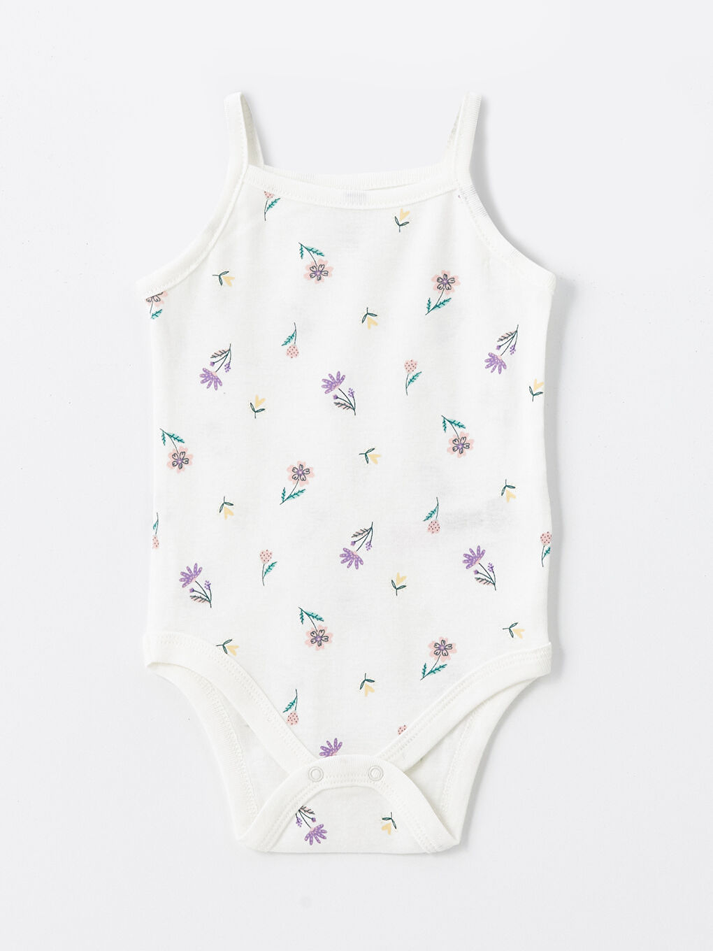 LCW baby Ekru Kare Yaka Askılı Kız Bebek Çıtçıtlı Bodysuit 3'lü - 3