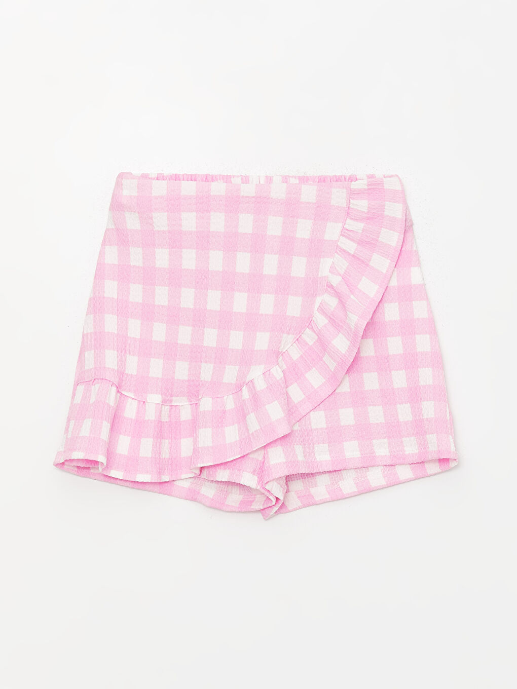 LCW Kids Pembe Beli Lastikli Ekose Kız Çocuk Şort Etek