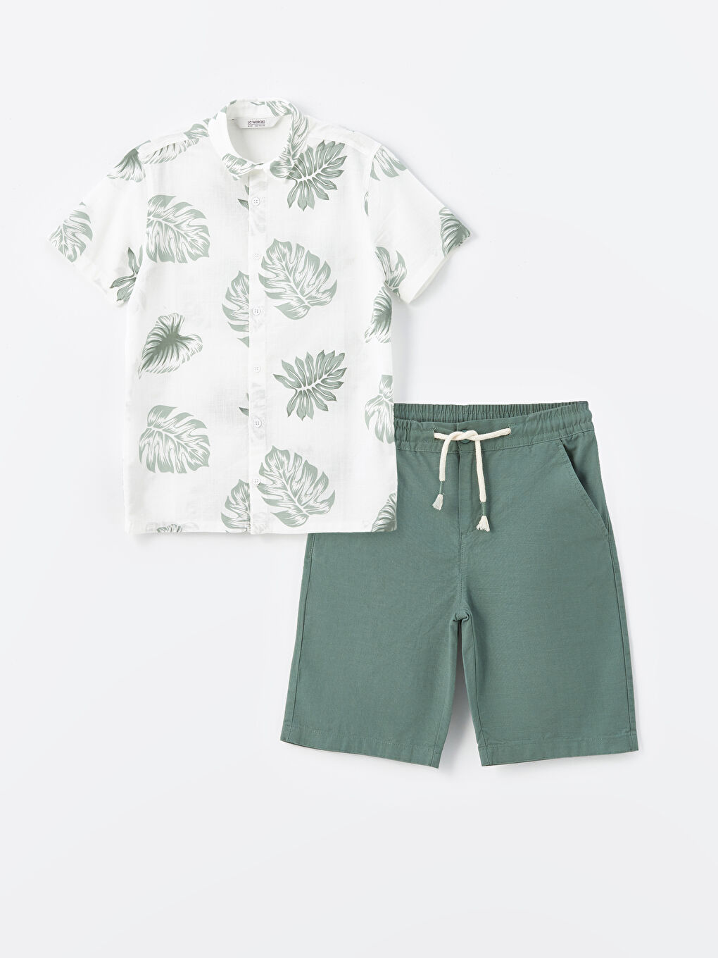 Patterned Boy's Shirt and Shorts -S4CQ91Z4-LRR