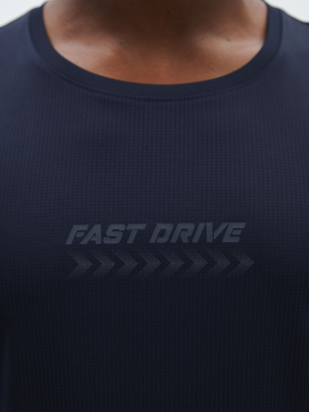 Lacivert Bisiklet Yaka Baskılı Penye Erkek Kolsuz Tişört-3