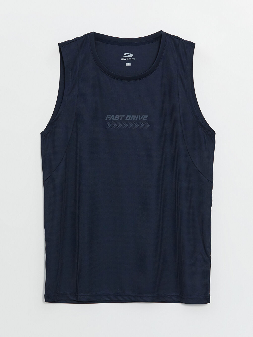 Lacivert Bisiklet Yaka Baskılı Penye Erkek Kolsuz Tişört-5