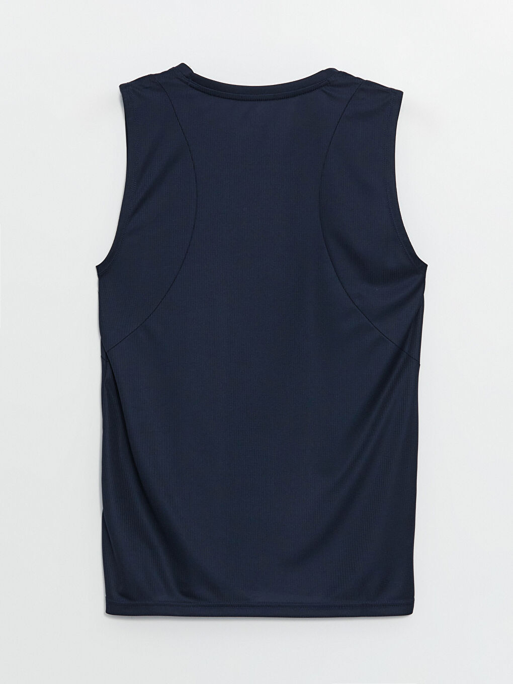 Lacivert Bisiklet Yaka Baskılı Penye Erkek Kolsuz Tişört-6