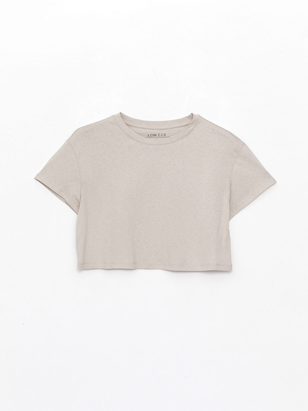 Crew Neck Plain Short Sleeve Women's Crop -S4CR62Z8-S8M