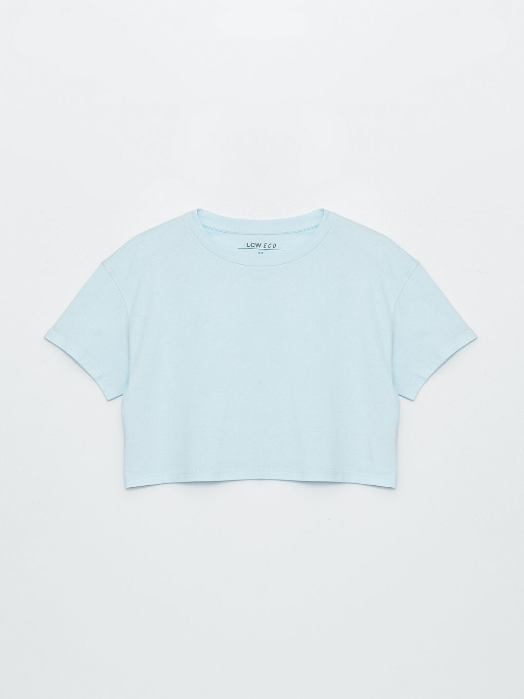 Crew Neck Plain Short Sleeve Women's Crop -S4CR62Z8-FUX