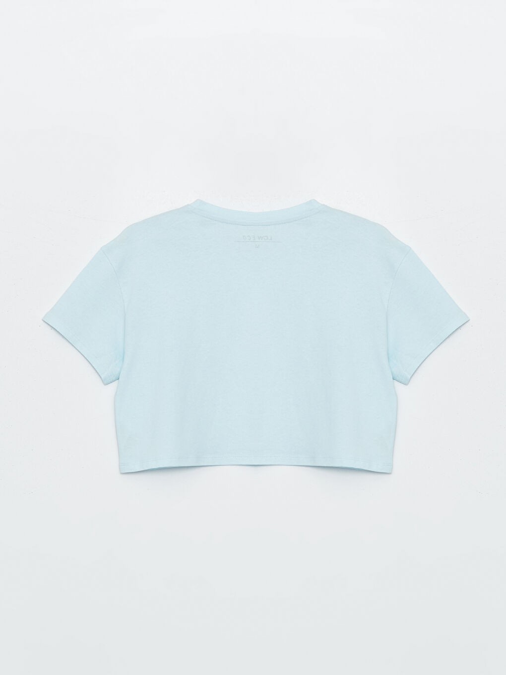 Crew Neck Plain Short Sleeve Women's Crop -S4CR62Z8-FUX