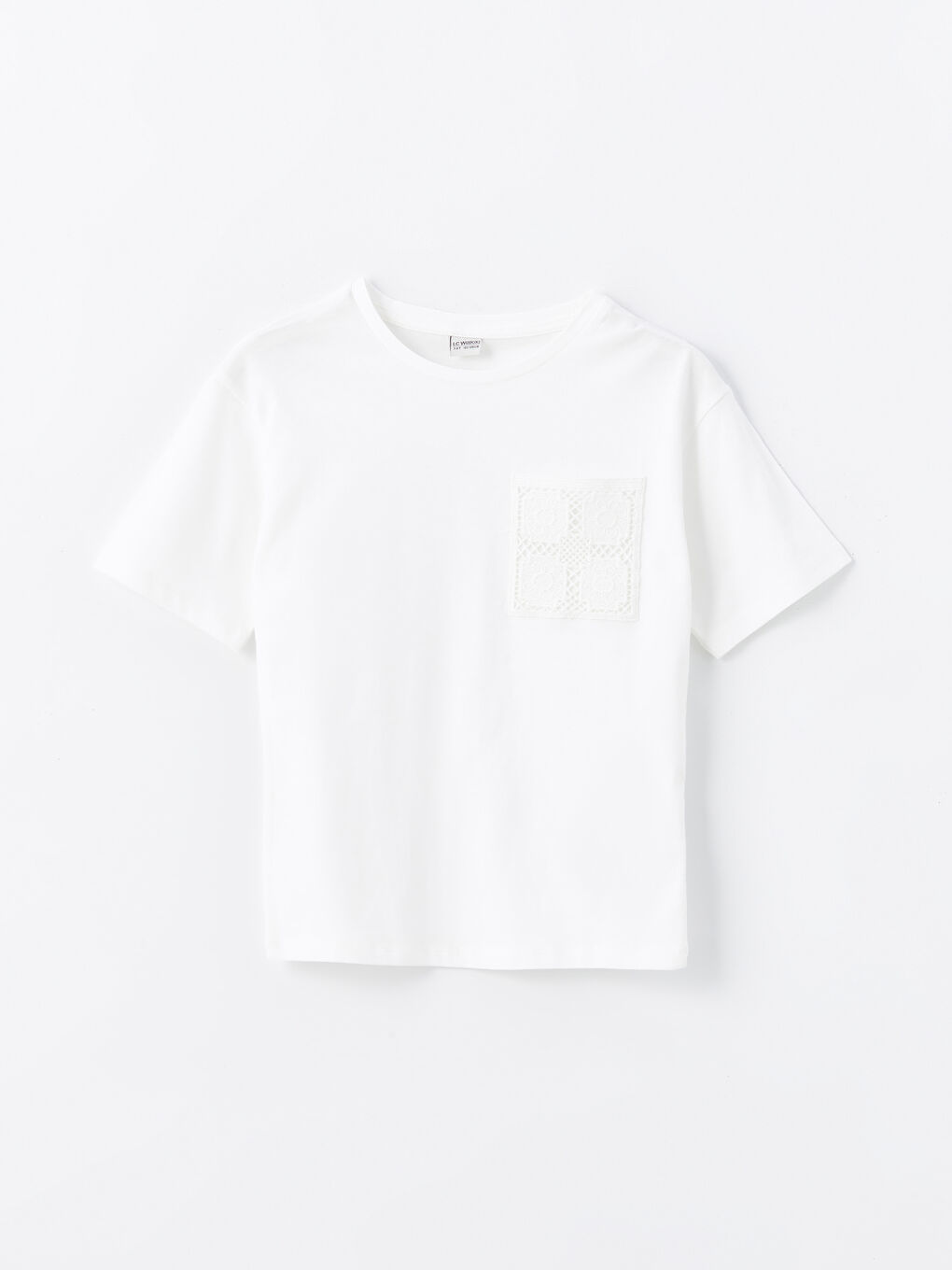 Crew Neck Lace Detailed Girls T-Shirt -S4CS14Z4-JYX