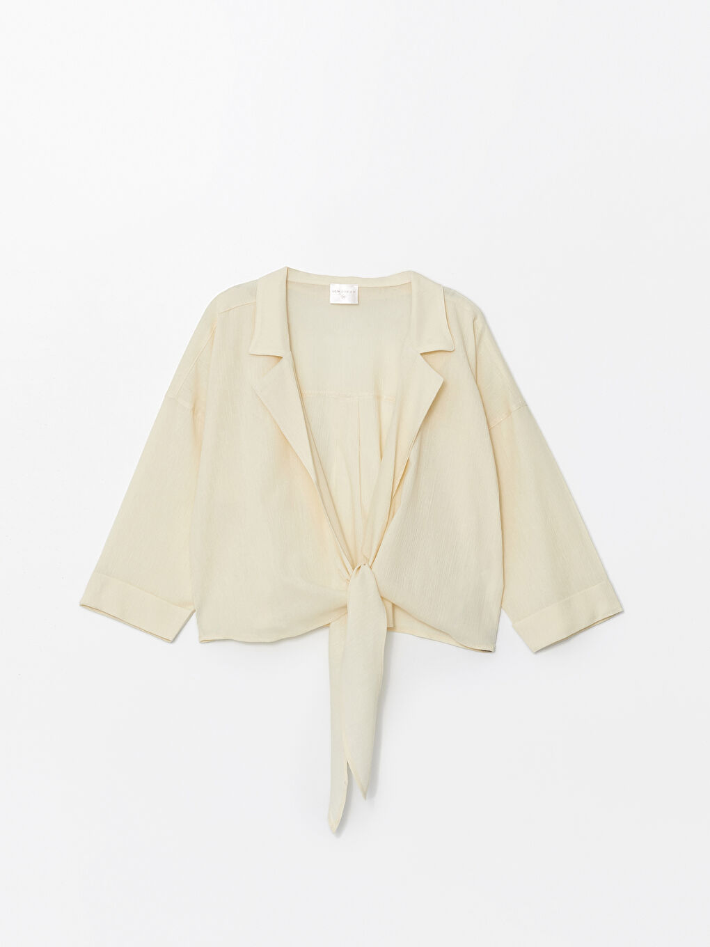 Ekru Gömlek Yaka Kadın Kimono