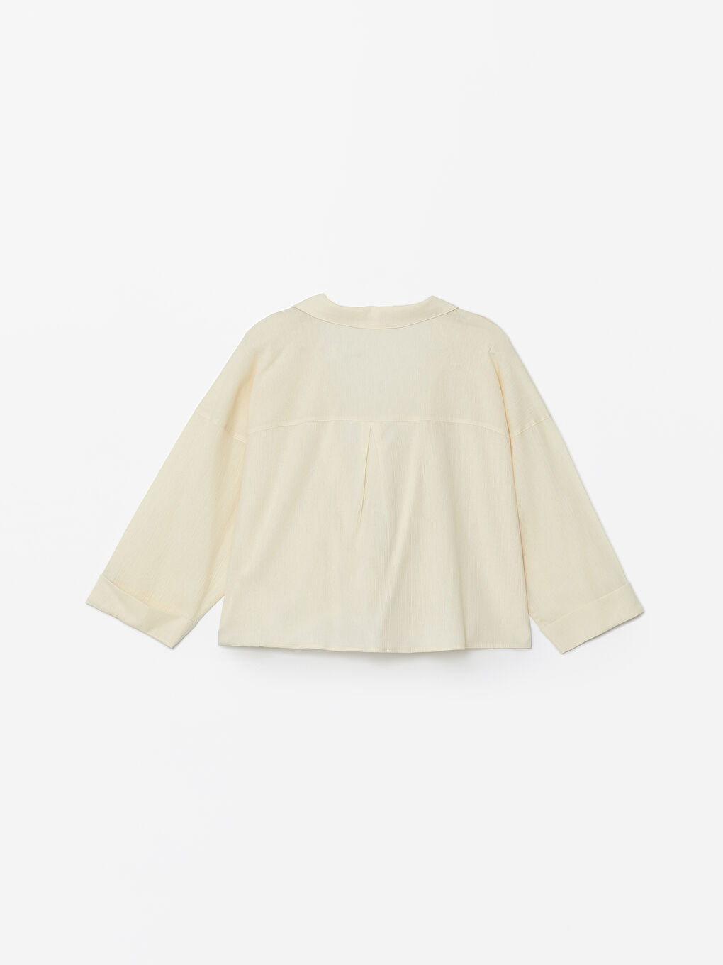 Ekru Gömlek Yaka Kadın Kimono-1