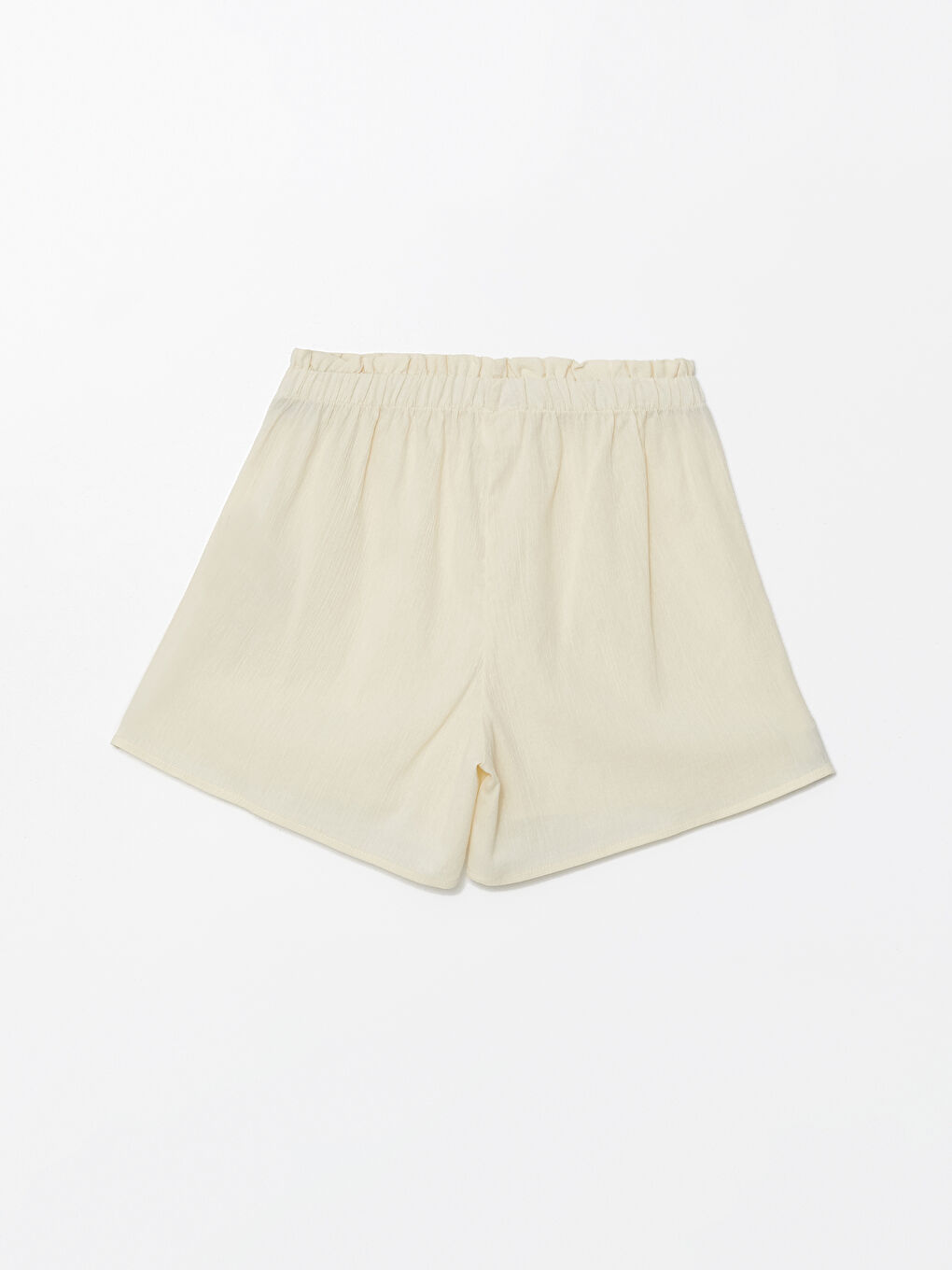 Ekru Beli Lastikli Kadın Yüzme Şortu-1