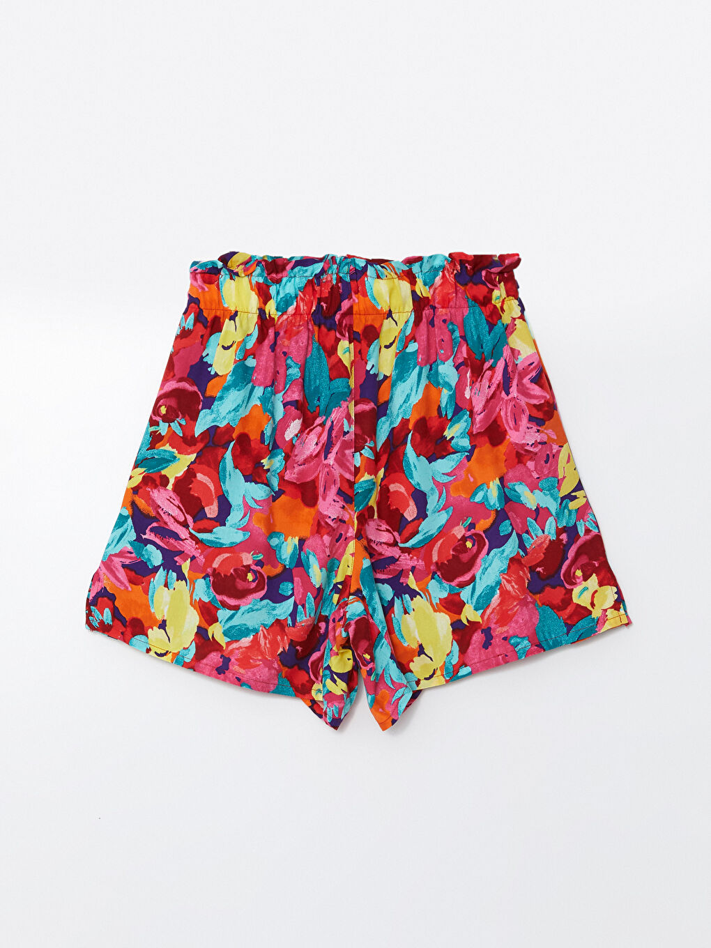 Karışık Beli Lastikli Çiçekli Kadın Deniz Şortu-4
