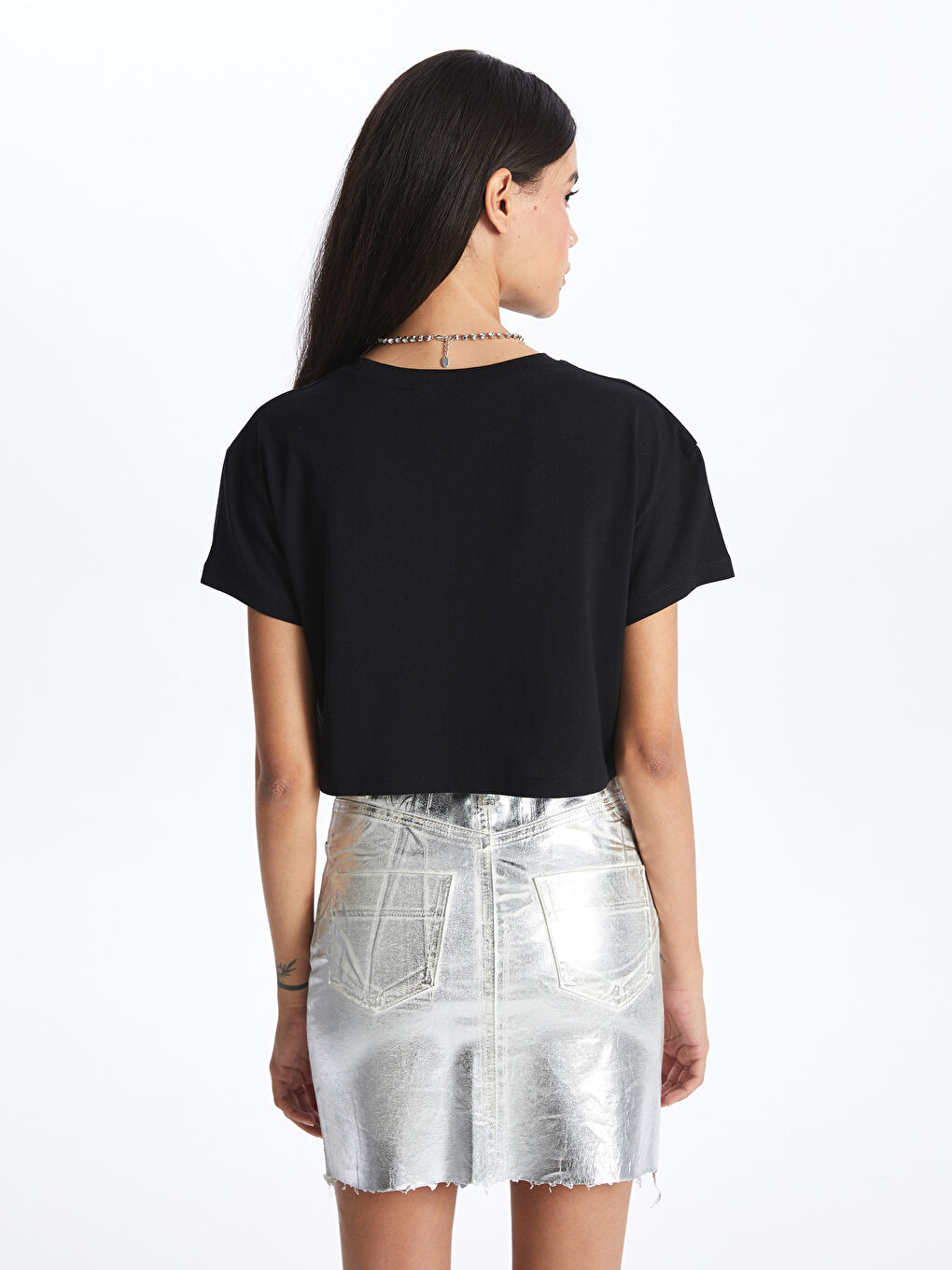 LCW ECO Crew Neck Plain Short Sleeve Women's Crop -S4CS80Z8-CVL