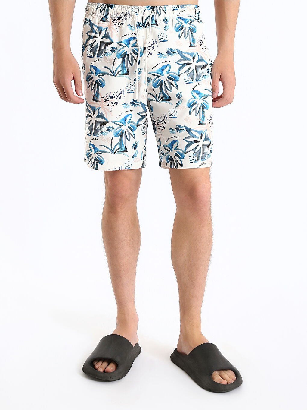 Short Patterned Men's Swimming Shorts-2