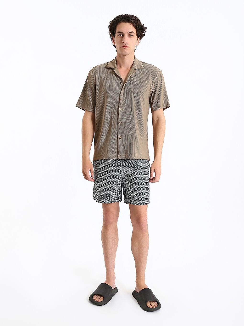 Short Patterned Men's Swimming Shorts-1