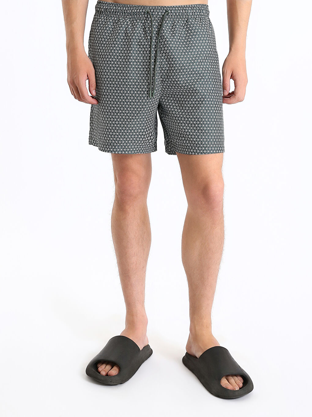 Short Patterned Men's Swimming Shorts-2