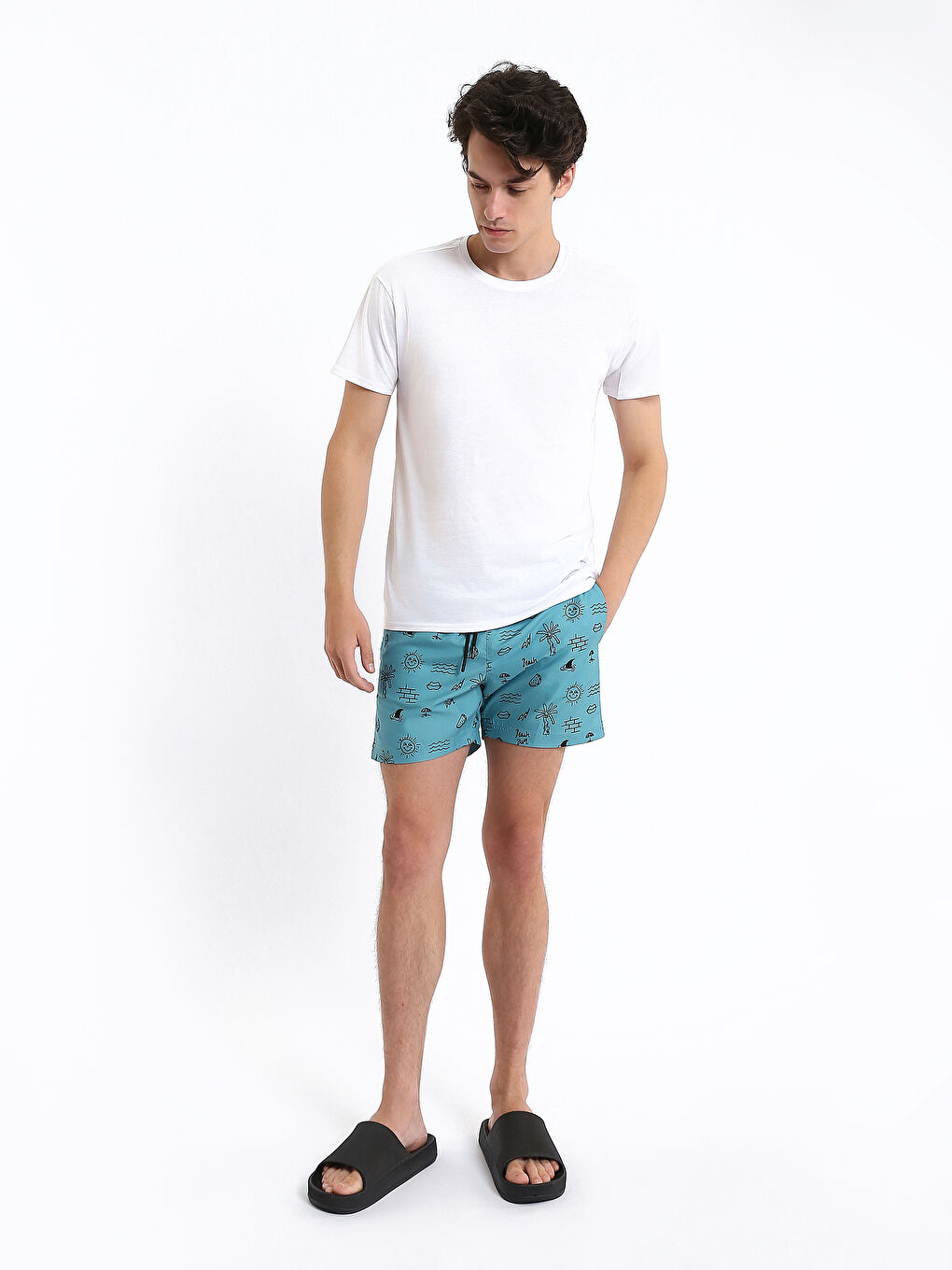 Șorturi de Înot cu Model pentru Bărbați-1