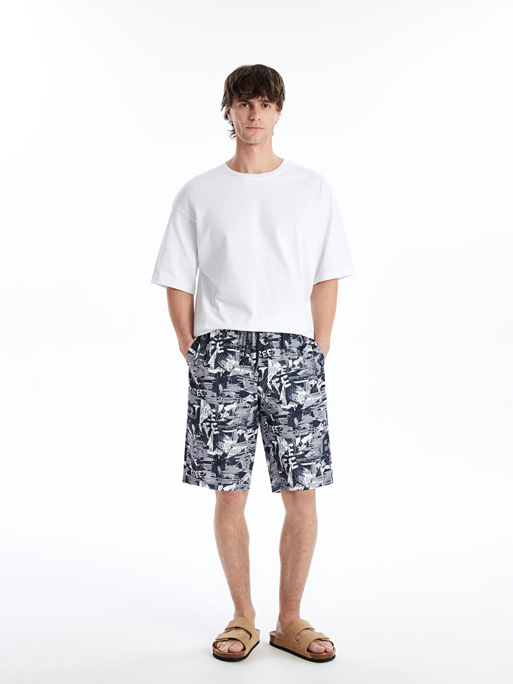 Below Knee Length Patterned Men's Swimming Shorts -S4CT28Z8-HG0