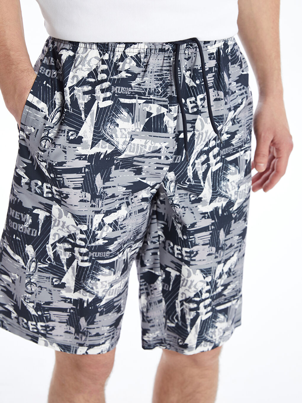 Below Knee Length Patterned Men's Swimming Shorts -S4CT28Z8-HG0