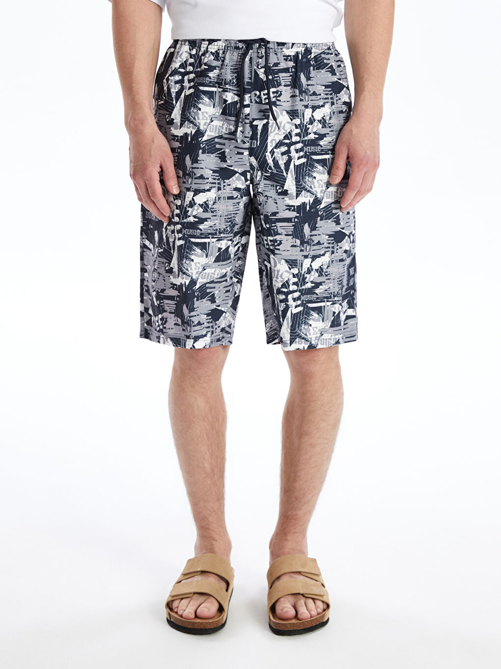 Below Knee Length Patterned Men's Swimming Shorts -S4CT28Z8-HG0