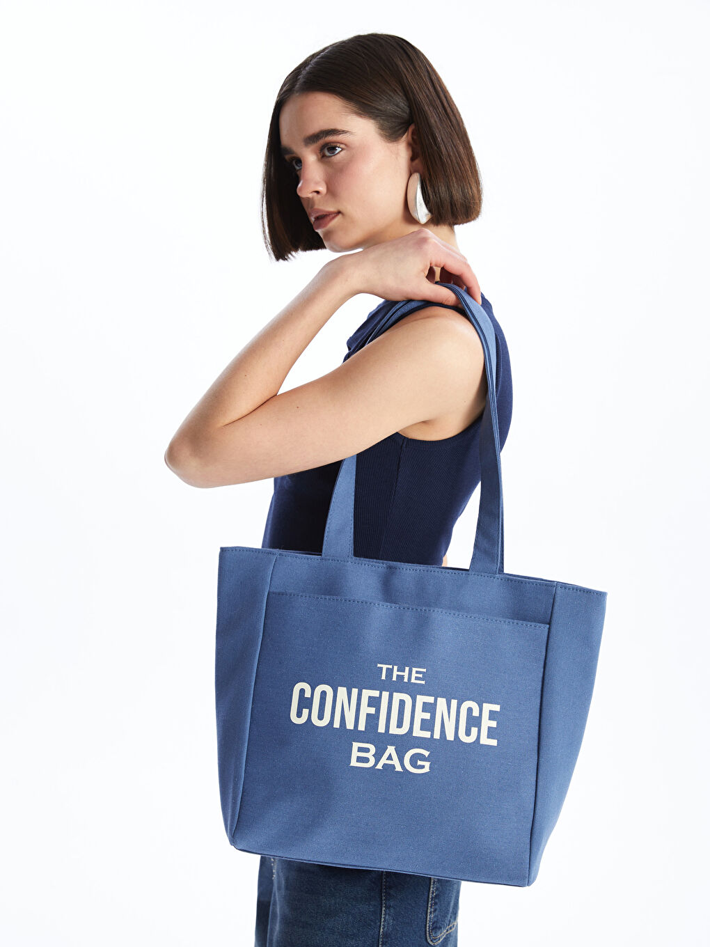 Embroidered Text Women's Shoulder Bag -S4CT85Z8-V9R
