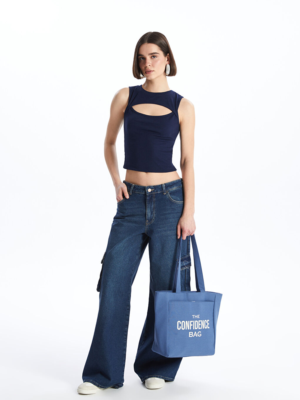 Embroidered Text Women's Shoulder Bag -S4CT85Z8-V9R