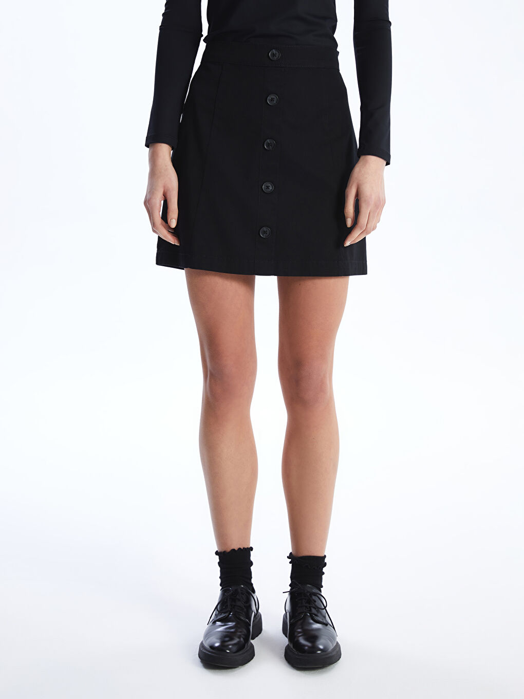 Women's Plain Skirt with Zippered Waist -S4CT94Z8-CVL